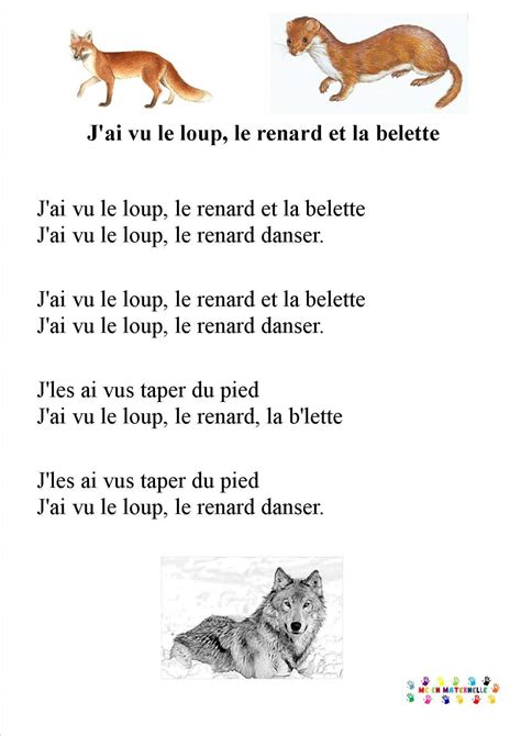 Le Loup Le Renard Et La Bellette Comptines Chansons Comptines