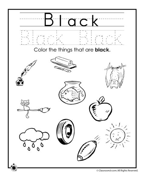 Color Black Worksheet Woo Jr Kids Activities Childrens Publishing