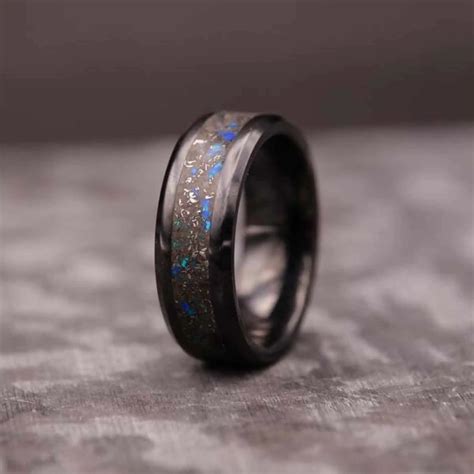 Star Dust Ring In Black Ceramic 