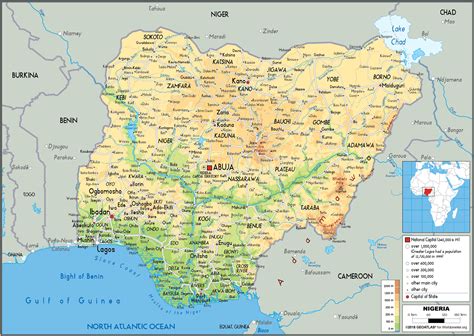 Nigeria Map Physical Worldometer