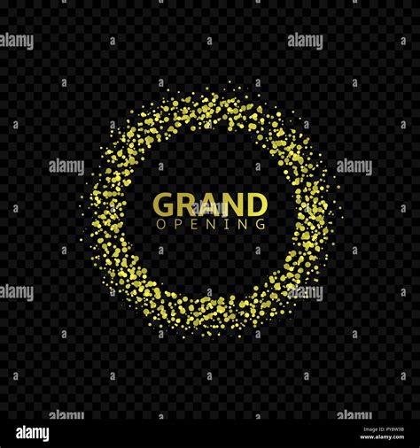 Grand Opening Golden Confetti Label Vector Illustration Stock Vector