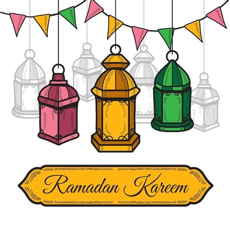 Free Vector Hand Drawn Ramadan Kareem Illustration