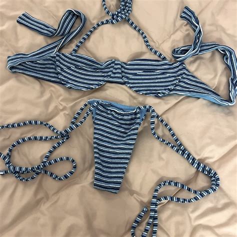 Frankies Bikinis Swim Frankies Bikinis Terry Positano Stripe Blue Swim Set Poshmark