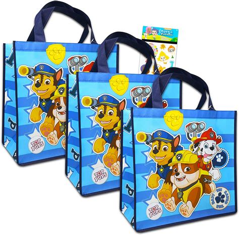 Nickelodeon Paw Patrol Tote Bag Set Paw Patrol Party Supplies 3 Pack Paw Patrol