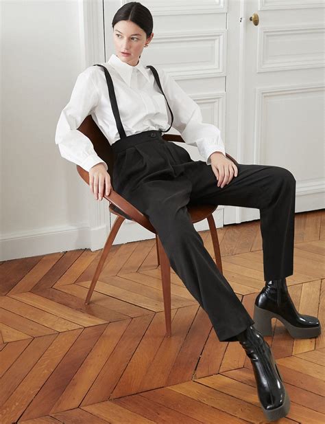 Tencel Black Suspender Pants Androgynous Outfits Fashion