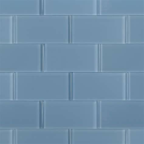 Loft Blue Gray 3x6 Polished Glass Subway Wall Tile Blue Glass Tile