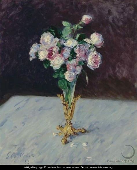 Bouquet De Roses Dans Un Vase De Cristal Gustave Caillebotte