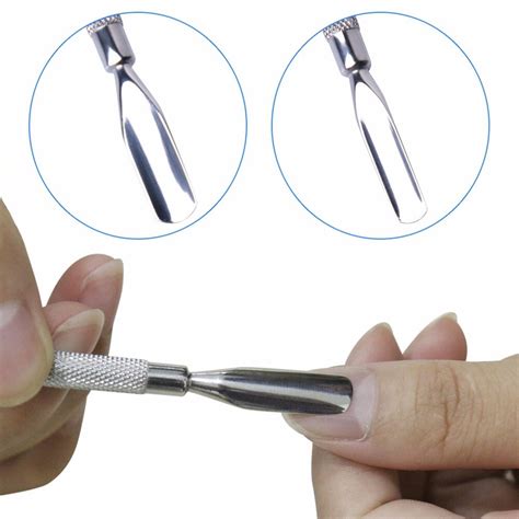 belen stainless steel nail tools cuticle pusher double head remover manicure dead skin push 1
