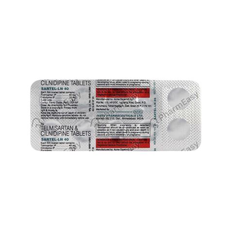 Sartel Ln 40mg Strip Of 10 Tablets Uses Side Effects Dosage