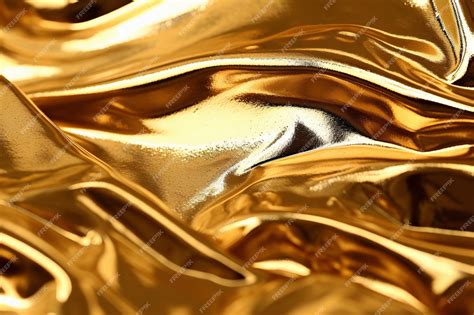 Premium Ai Image Closeup Of A Shiny Gold Fabric Texture With Wavy
