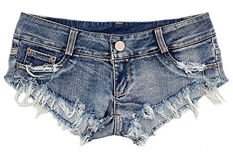 Allonly Women S Sexy Cut Off Destroyed Ripped Micro Stretch Low Rise Mini Denim Shorts Cheeky