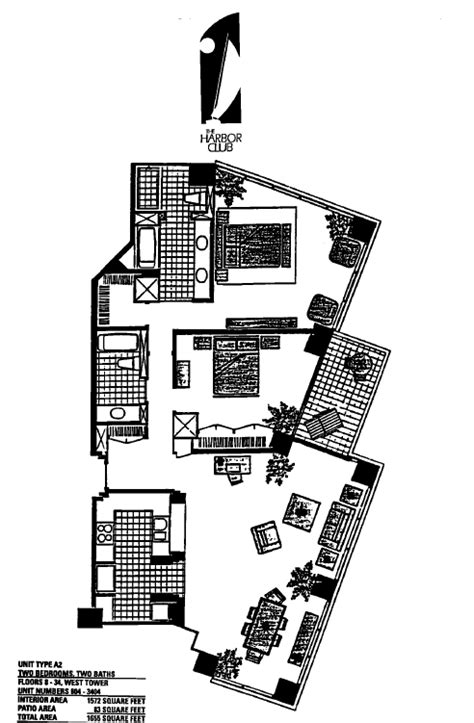 With a maximum of 3 residences per floor, the complex also offers privacy unmatched by any other highrise complex in downtown san diego. Harbor Club Floor Plan A2