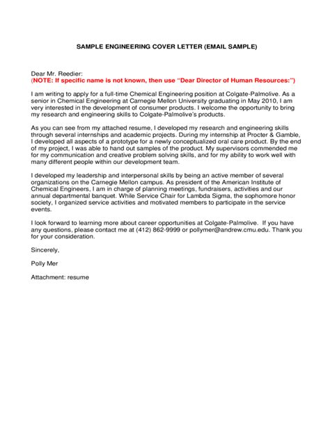 Cover letter for document submission sample. Sample Engineering Cover Letter Free Download