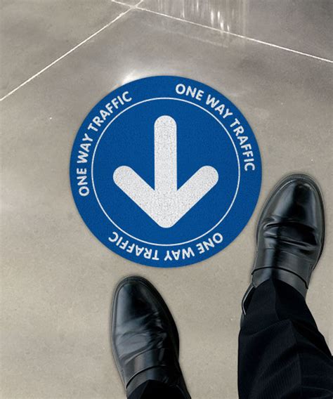 One Way Traffic Blue Floor Sign D6543 By