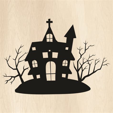 Haunted House With Tree Svg Halloween Haunted House Png
