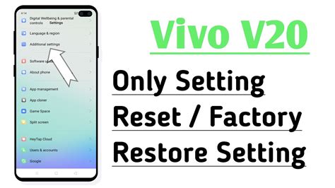 Vivo V20 Only Setting Reset, Factory Restore Setting - YouTube
