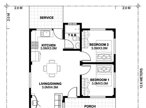 Small House Simple Floor Plan With Dimensions In Meters House Plan