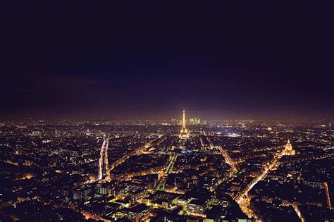 Royalty Free Photo Night View Over Paris In France With Eiffel Tower