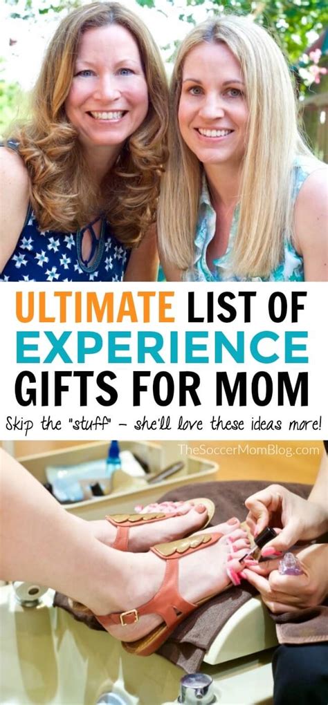 Whether you want to help her cross something off her bucket list, or just give her a fun or relaxing day, find the perfect mother's day gift here. 20 Epic Experience Gifts for Mom - The Soccer Mom Blog