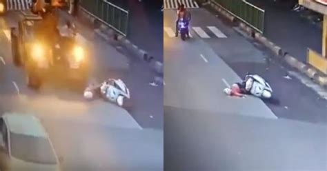In A Freak Accident Mumbai Woman Falls Off Scooter And Is Crushed To