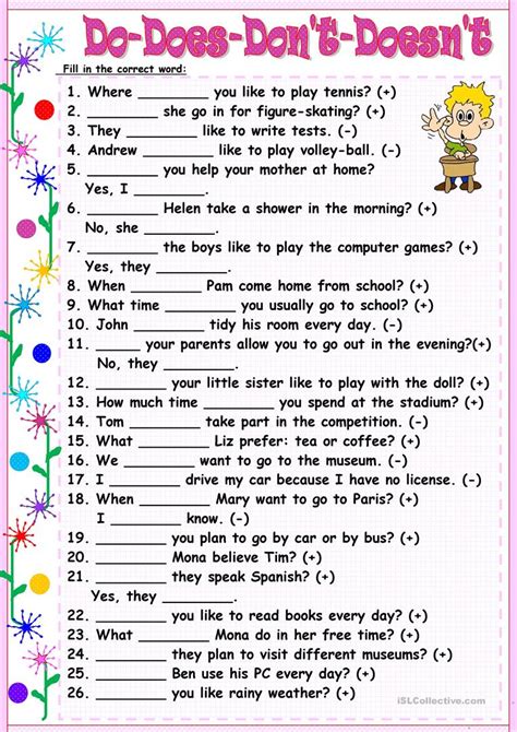 Have to/ don't have to add to my workbooks (78) download file pdf embed in my website or blog add to google classroom Do, Does, Don't, Doesn't worksheet - Free ESL printable ...