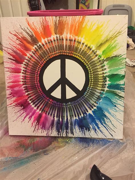 Diy Peace Sign Melted Crayon Art Crayon Art Diy Crayola Art Crayon