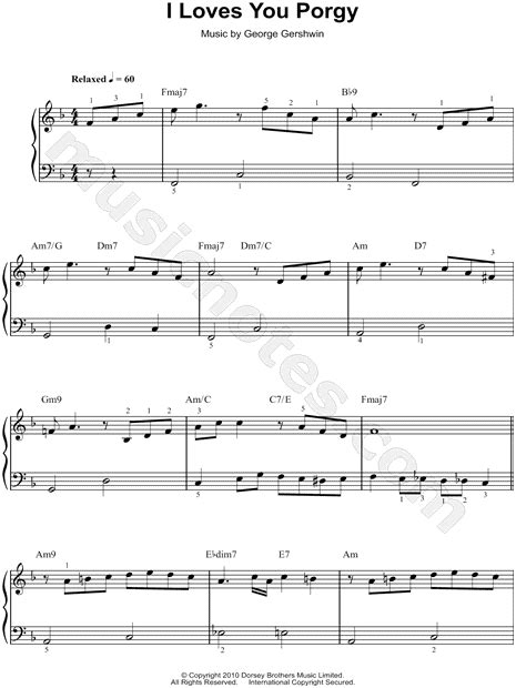 I Loves You Porgy From Porgy And Bess Sheet Music Easy Piano Piano Solo In F Major