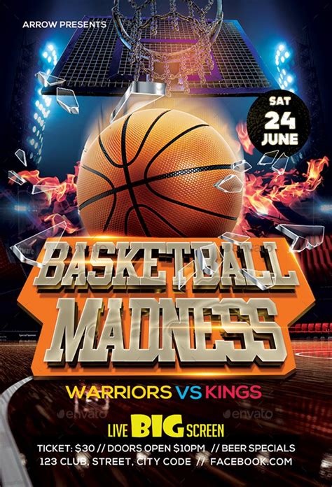 Basketball Madness Flyer Psd Template Free Template Design Flyer