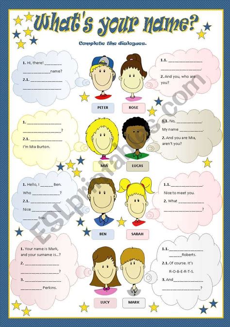 What´s Your Name Esl Worksheet By Mariaolimpia