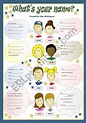 WHAT´S YOUR NAME? - ESL worksheet by mariaolimpia