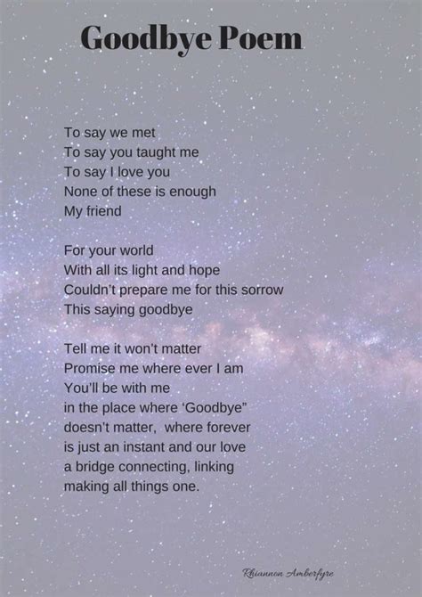 Goodbye Poem Amberfyre