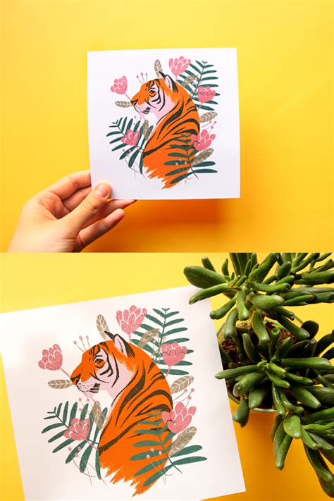 Tiger Art Print Tiger Art Tiger Illustration Jungle Art