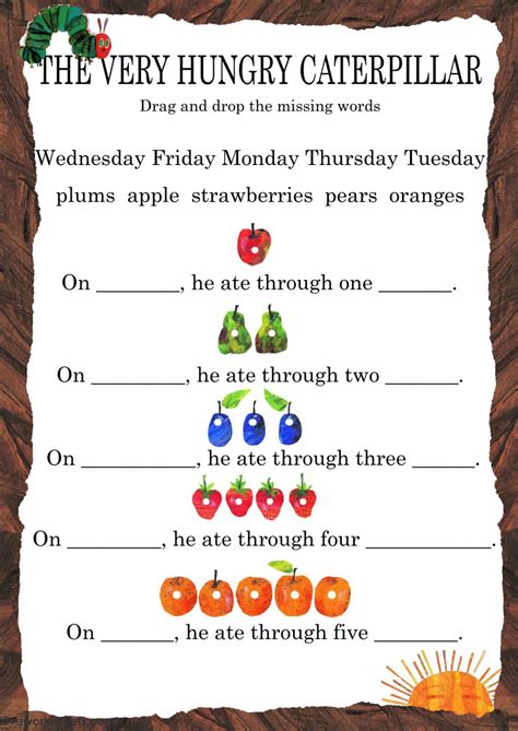 Very Hungry Caterpillar Story Printable Printable Word Searches