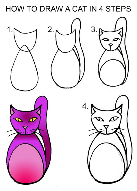 How To Draw Cat Picture Drawings Of Love