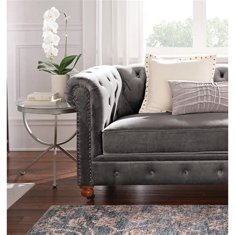 Tufted back sofas & couches : Home Decorators Collection Gordon Grey Velvet Loveseat ...