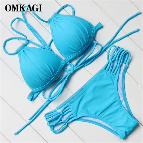 Omkagi Bandage Bikini 2018 Swimsuit Women Swimwear Sexy Biquinis Push Up Bikinis Set Bathing