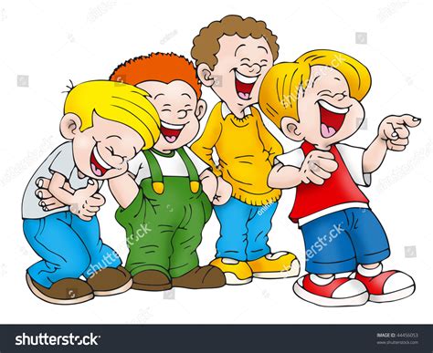 Happy Boys Laughing Out Loud Together Stock Illustration 44456053