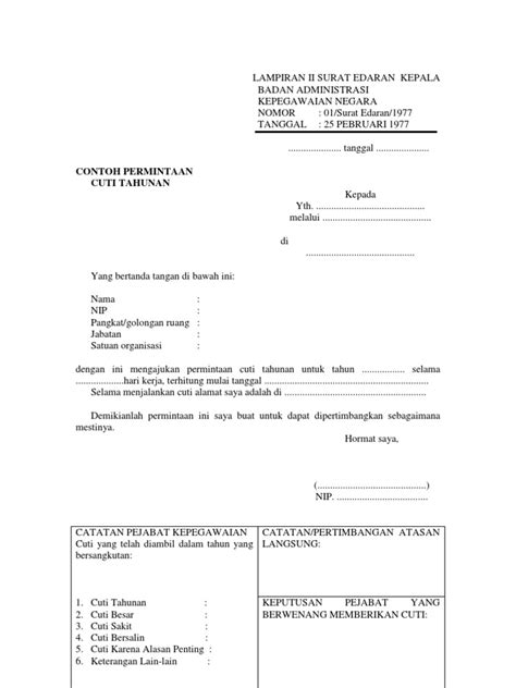 Contoh surat izin sakit yang paling umum adalah surat izin sakit yang ditulis oleh orang tua yang menerangkan bahwa sang anak tidak dapat mengikuti cuti ini diberikan perusahaan atau instansi setelah yang bersangkutan mengujukan izin cuti menikah terlebih dahulu. Contoh Surat Cuti Sakit Pns