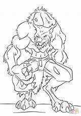 Werewolf Coloring Printable Halloween Kleurplaat Monster Fantasy Monsters Supercoloring Drawing Drawings sketch template