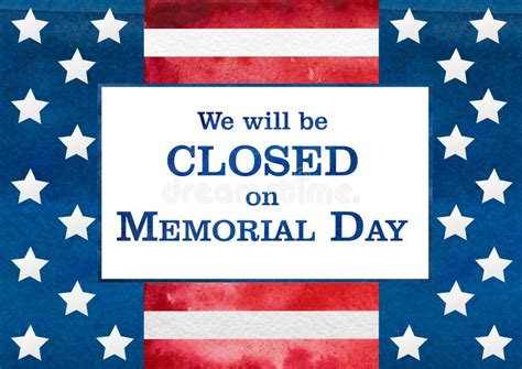 Signboard We Will Be Closed On Memorial Day Stock Illustration