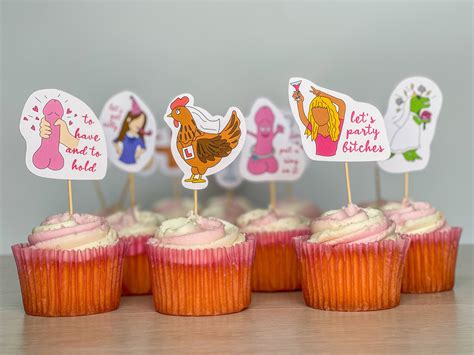 Hen Party Cake Toppers 12 Pack Funny Adult Rude Cupcake Etsy Australia