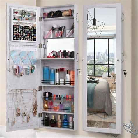 Ktaxon Mirrored Jewelry Armoire Wall Cabinet Storage Makeup Organizer