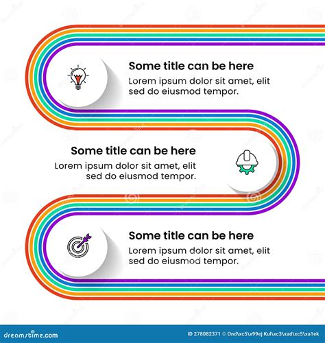 Infographic Template Rainbow Timeline With 3 Steps And Icons Stock