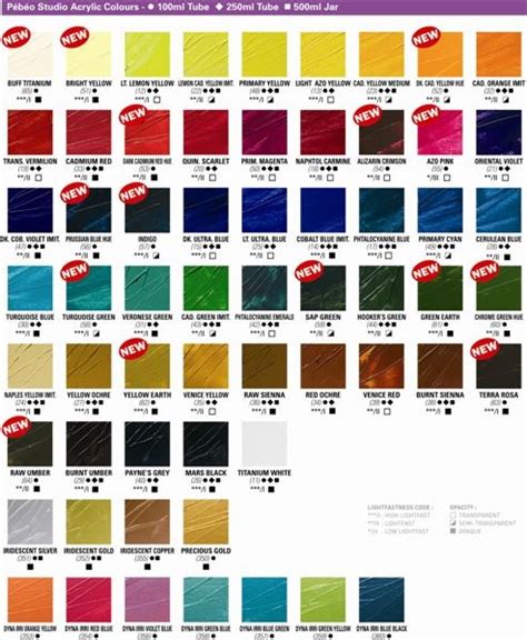 Pin By Cziplee On Pebeo Acrylic Colors Color Chart Color Names