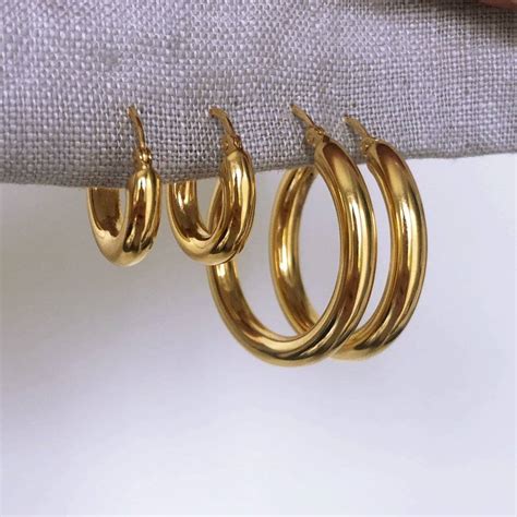 14k Gold Vermeil Large Luxe Chunky Hoop Earrings By Carrie Elizabeth