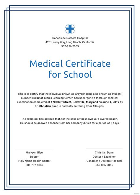 Doctors Certificate Template