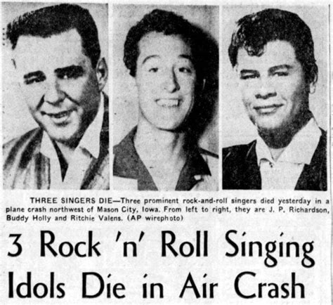 The Day The Music Died Buddy Holly Ritchie Valens And Big Bopper Killed In Plane Crash 1959