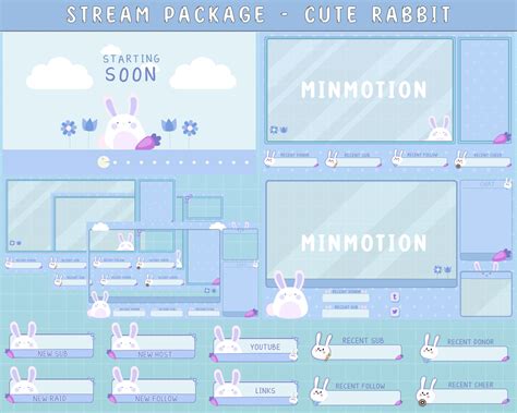 Full Animated Cute Rabbit Twitch Overlay Stream Package Etsy