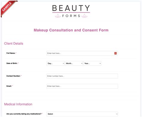 Makeup Consultation Form Template Beauty Forms