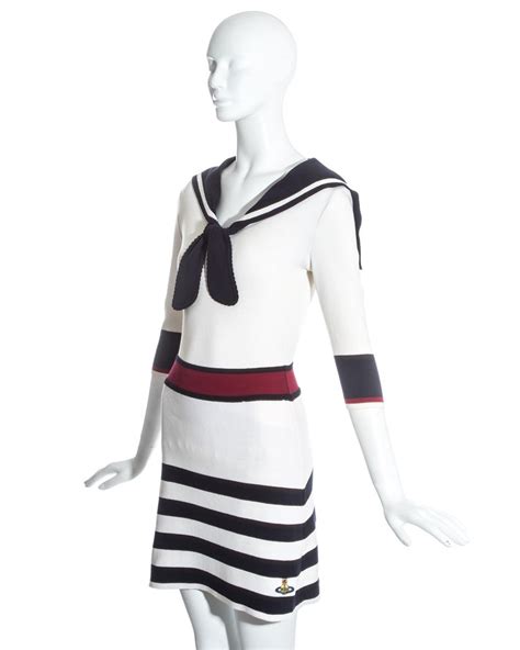 Vivienne Westwood Nautical Knitted Skirt Suit With Sailors Collar Ss